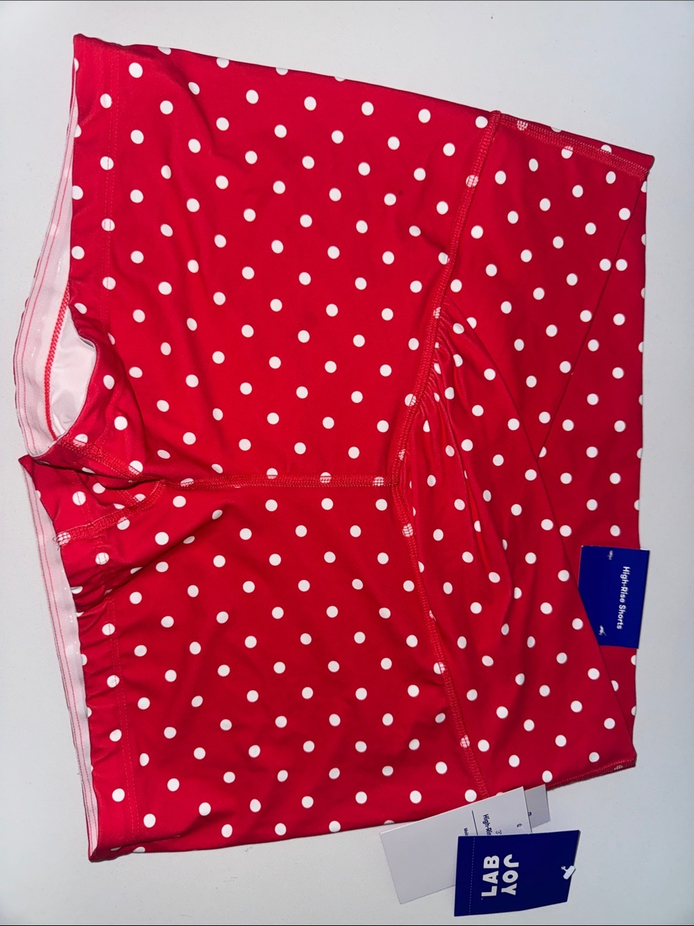 JoyLab Red with White Polka Dot Athletic Shorts size LARGE NWT